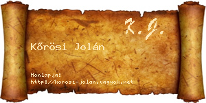Kőrösi Jolán névjegykártya